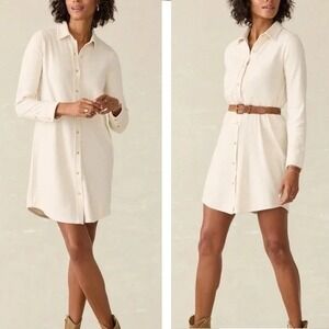 Faherty Legend Sweater Dress Size M Off White Long Sleeve